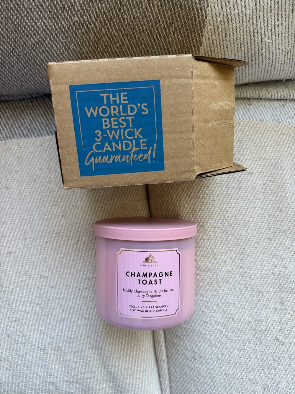 White Barn Champagne Toast 3-Wick Candle - Pink set of 5